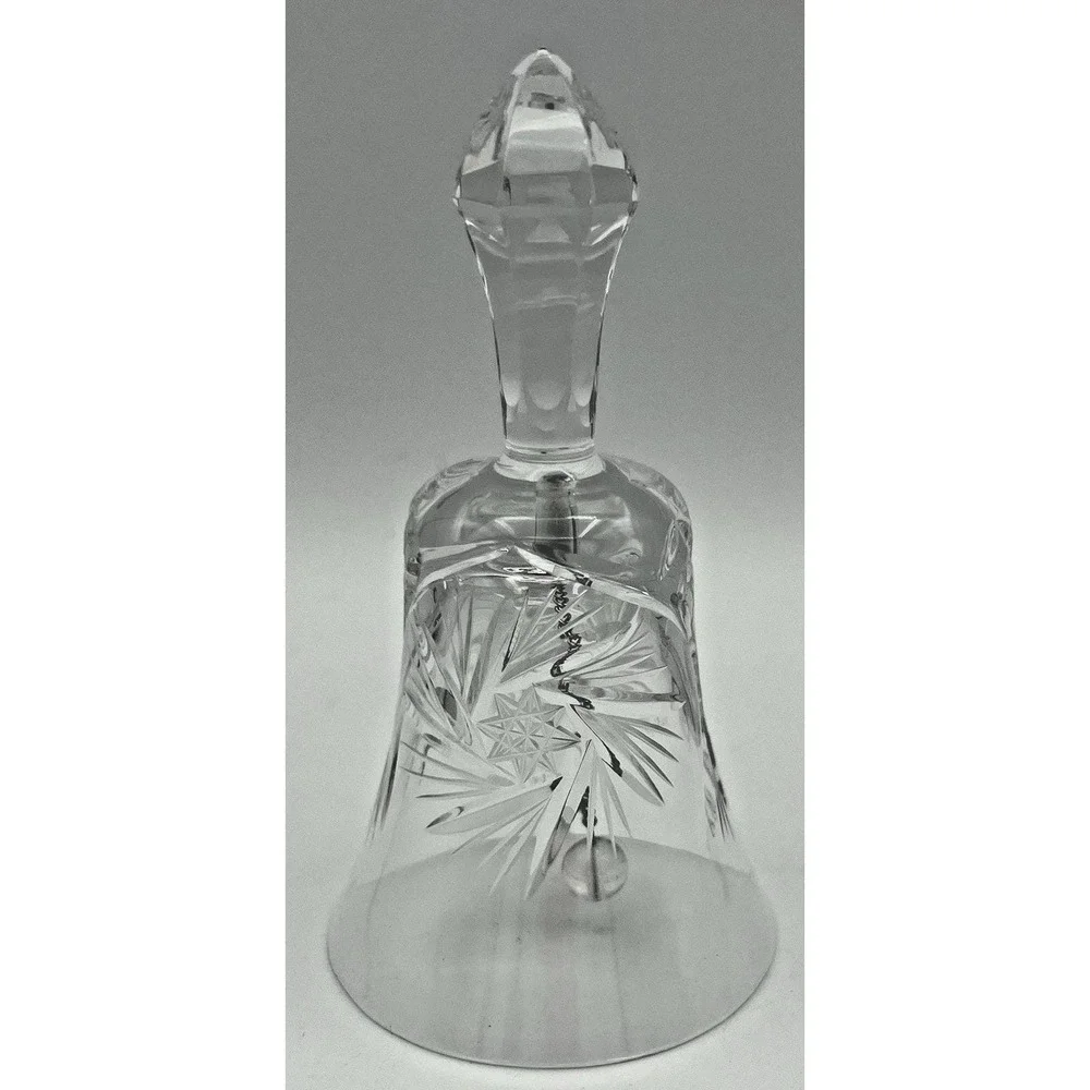 Bell Cut Clear Crystal Bell Pinwheel Star Pattern Decor 5
